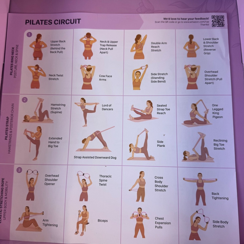 Tolbi Pilates Ring Set Women OS Purple NEW Home Gym Resistance Bands Ball Strap - Picture 7 of 7